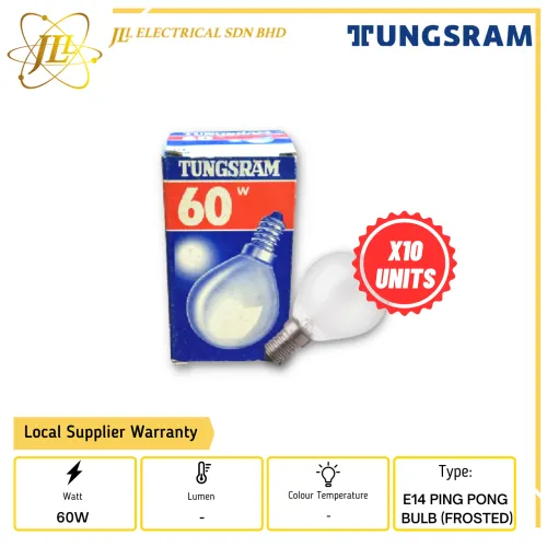 TUNGSRAM E14 60W 230V PING PONG BULB-FROSTED (X10 UNITS)