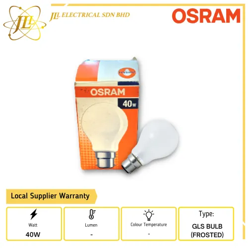 OSRAM B22 40W 240V GLS BULB-FROSTED