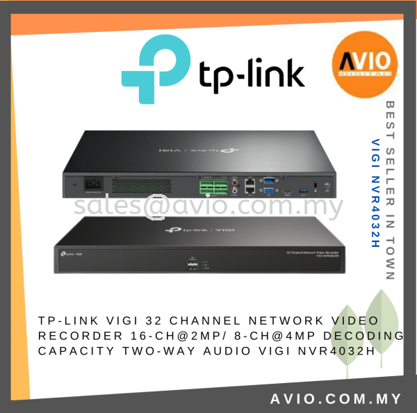 TP-LINK Tplink VIGI 32CH 32 Channel 4MP Lite NVR CCTV IP Network Video Recorder 4x Hardisk HDD Bay 320Mbps VIGI NVR4032H VIGI TP-LINK Johor Bahru (JB), Kempas, Johor Jaya Supplier, Suppliers, Supply, Supplies | Avio Digital