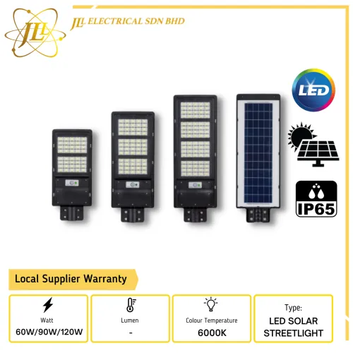 JLUX AS103 IP65 6000K PIR MOTION SENSOR LED SOLAR STREETLIGHT C/W REMOTE CONTROL [60W/90W/120W]