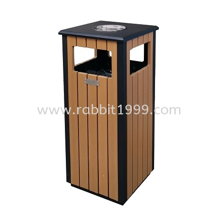 POWDER COATING + WOOD SQUARE WASTE BIN - LD-WOSQ-247/W