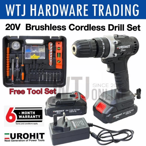 EUROHIT 20V Brushless Cordless Drill Set EUB20-BCDS (with free tools)
