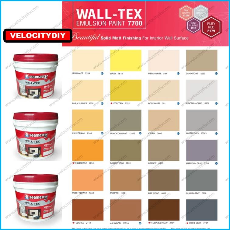 （乳胶漆）Seamaster Wall-Tex Emulsion Paint 7700 Cat Kapur 7 Liter