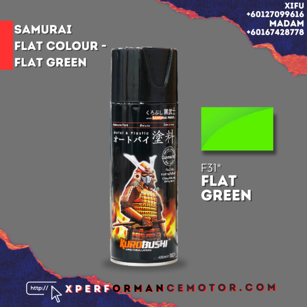 F31* FLAT GREEN FLAT COLOURS SAMURAI PAINT PAINT COLOURS SPRAY Johor Bahru JB Supply Suppliers | X Performance Motor