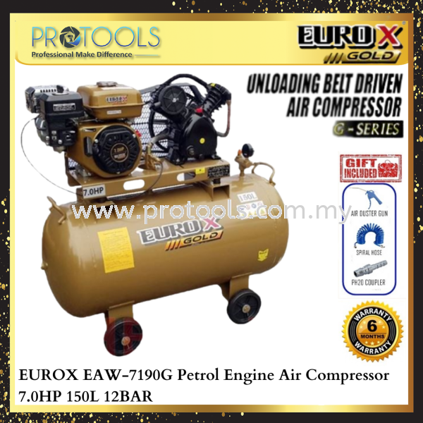 EUROX EAW-7190G AIR COMPRESSOR | UNLOADING BELT DRIVEN | PETROL ENGINE | 7.0HP 150L 12BAR EUROX  AIR COMPRESSOR Johor Bahru (JB), Malaysia, Senai Supplier, Suppliers, Supply, Supplies | Protools Hardware Sdn Bhd