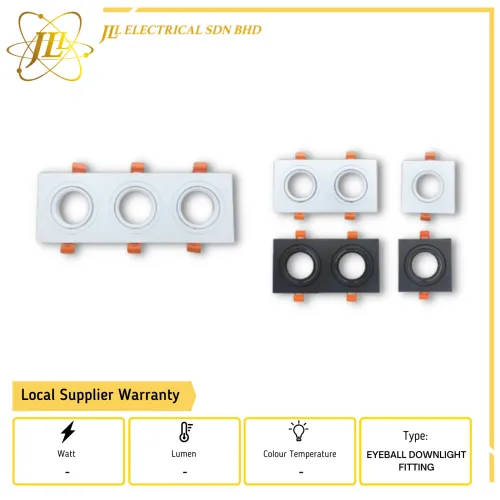 JLUX 1145 RECESSED EYEBALL DOWNLIGHT FITTING ONLY [CUT HOLE 90MM X 90MM 1H /166MM X 90MM 2H/ 253MM X 90MM 3H] [GU10/GU5.3] [BLACK/WHITE]