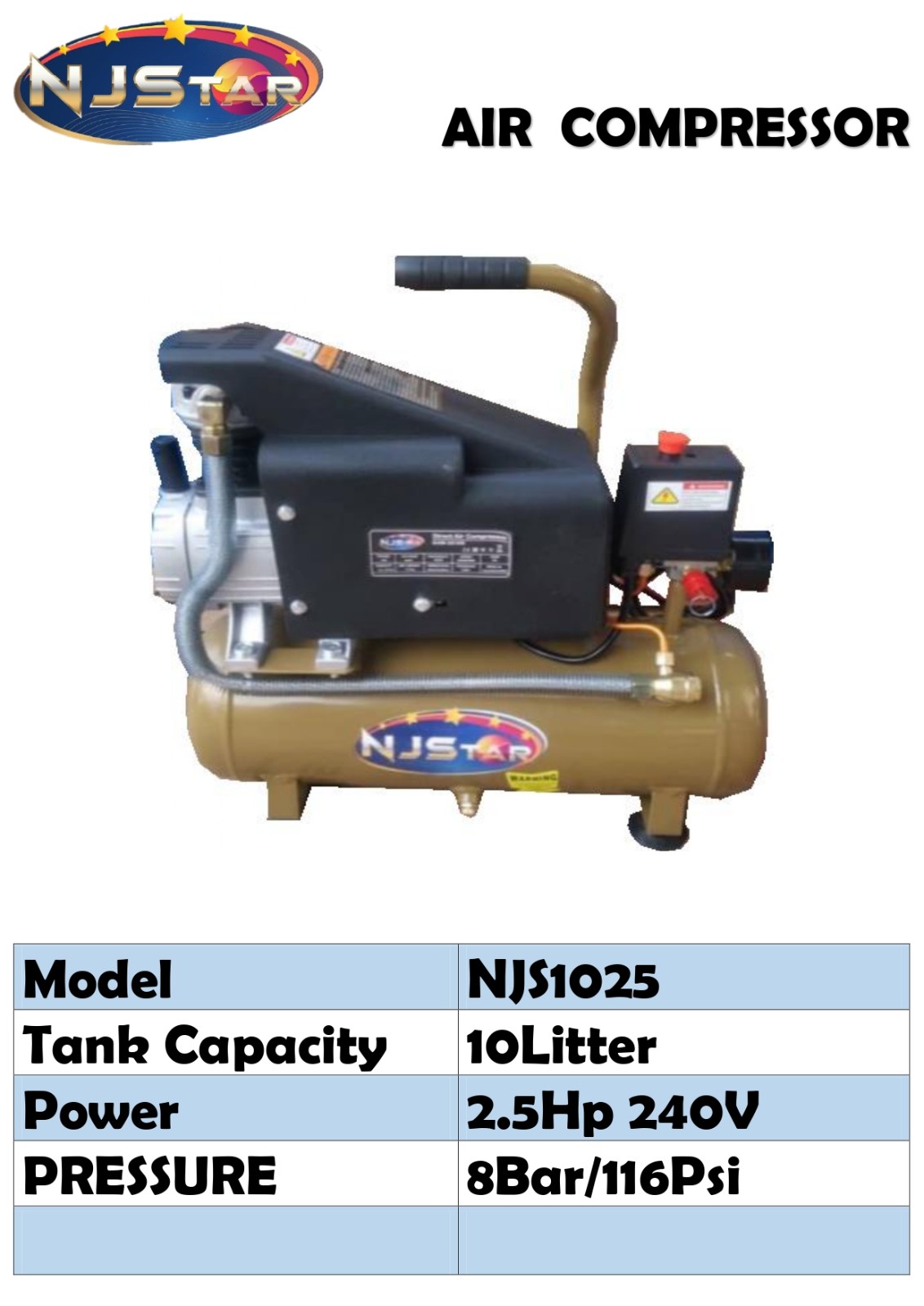 NJSTAR AIR COMPRESSOR NJS1025