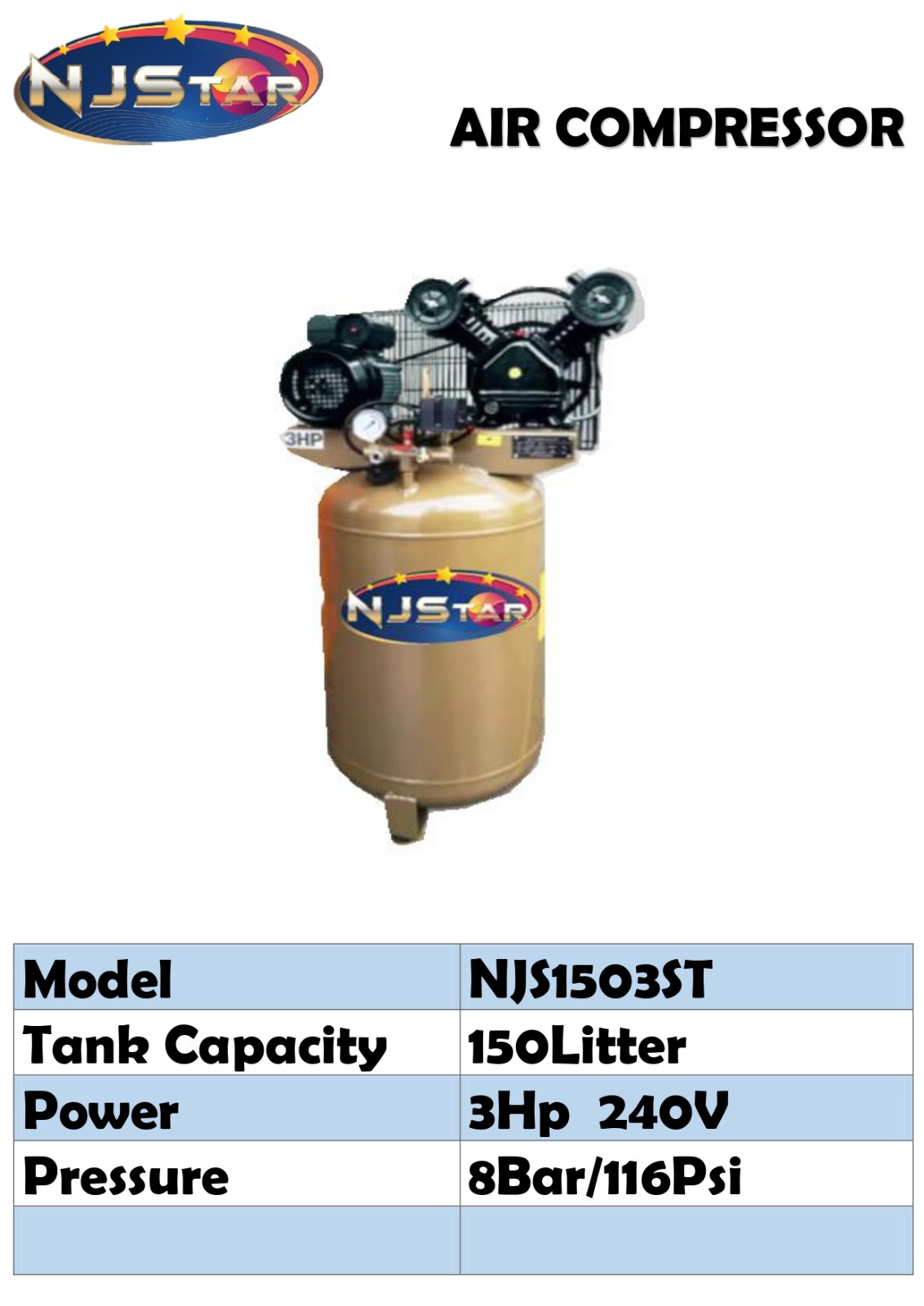 NJSTAR AIR COMPRESSOR NJS1503ST