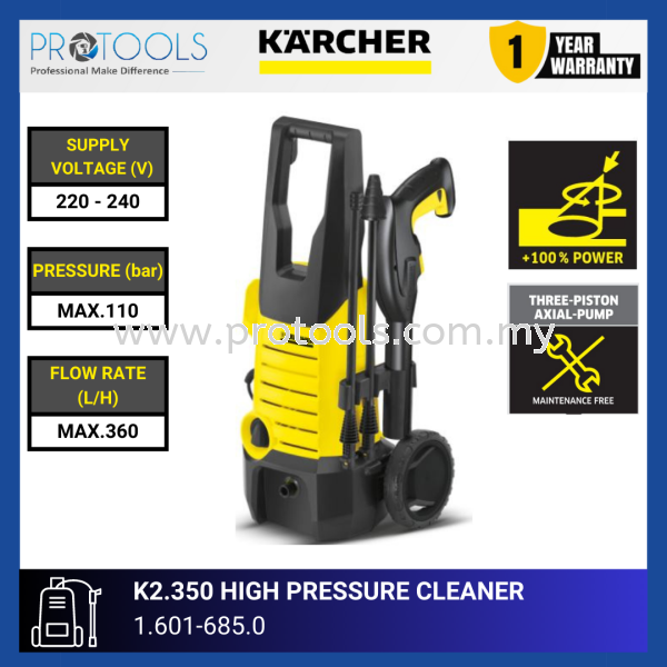 KARCHER K2.350 HIGH PRESSURE CLEANERS | 1.601-685.0 High Pressure Cleaners Home Cleaning HOME AND PROFESSIONAL CLEANING Johor Bahru (JB), Malaysia, Senai Supplier, Suppliers, Supply, Supplies | Protools Hardware Sdn Bhd