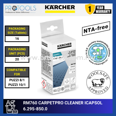 KARCHER TABLET RM760 CARPETPRO CLEANER ICAPSOL 16 TABLETS | 6.295-850.0 | COMPATIBLE FOR PUZZI 8/1 & PUZZI 10/1