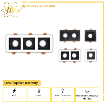 JLUX HG135 GU10/GU5.3 RECESSED EYEBALL FITTING ONLY [CUT HOLE 68MM] [BLACK/WHITE] [1H/2H/3H]