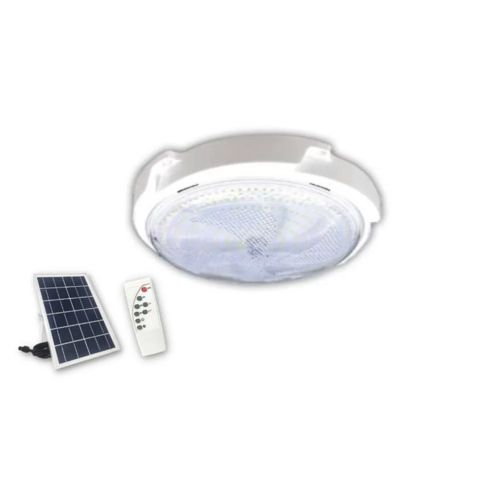 JLUX SXD IP65 6500K COOL DAYLIGHT ROUND LED SOLAR CEILING LIGHT C/W SOLAR PANEL AND REMOTE CONTROL [100W/200W/300W/400W]