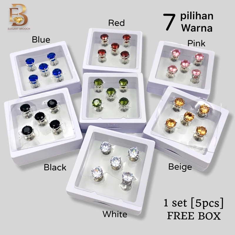 Elegant Brooch [FREE BOX] Butang Baju Melayu Batu Zircon Nikah Button Malay Kerongsang Lelaki Butang Baju