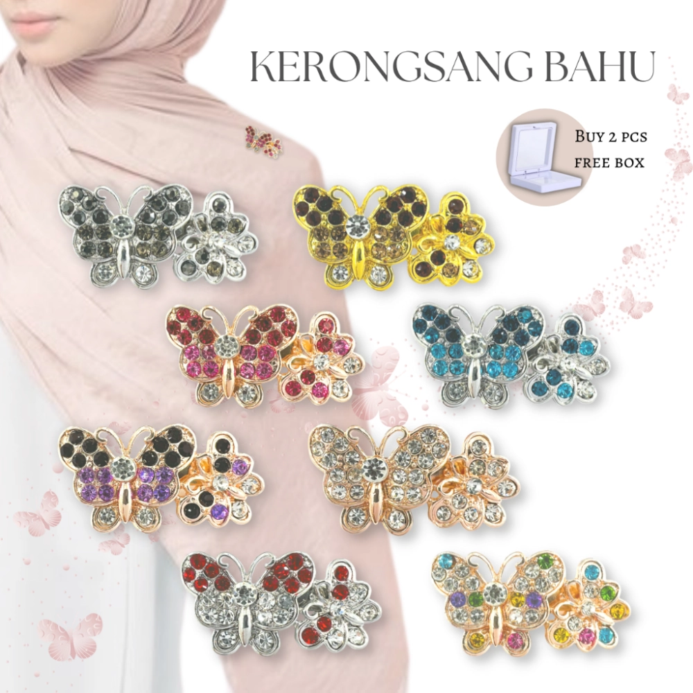 Elegant Brooch 2pcs [FREE BOX] Kerongsang Bahu Pin Tudung Hijab Sepasang Brooch shoulder Korea B3171