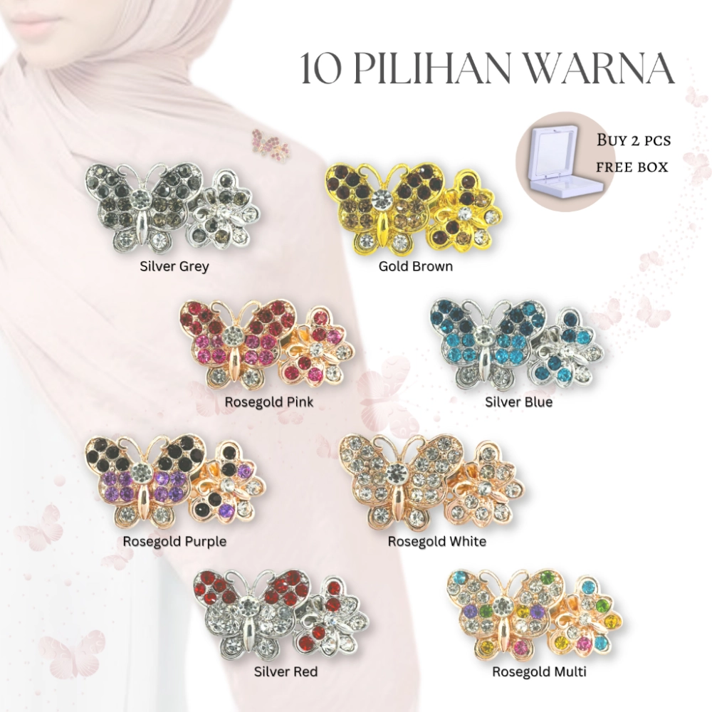 Elegant Brooch 2pcs [FREE BOX] Kerongsang Bahu Pin Tudung Hijab Sepasang Brooch shoulder Korea B3171