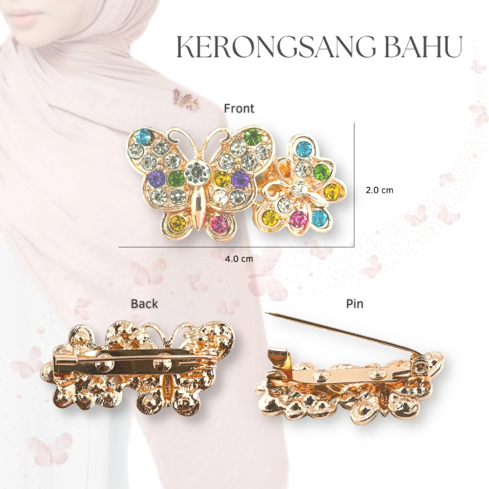 Elegant Brooch 2pcs [FREE BOX] Kerongsang Bahu Pin Tudung Hijab Sepasang Brooch shoulder Korea B3171