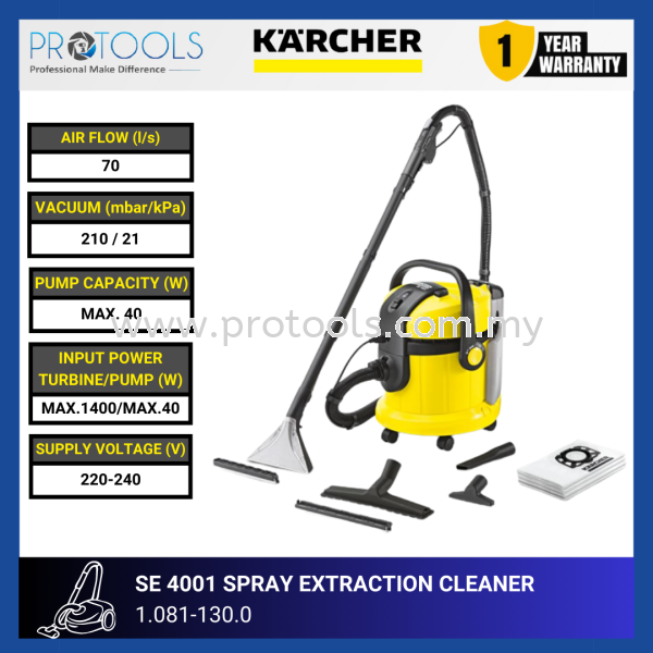 KARCHER SE 4001 SPRAY EXTRACTION CLEANER | 1.081-130.0 Carpet Cleaners Home Cleaning HOME AND PROFESSIONAL CLEANING Johor Bahru (JB), Malaysia, Senai Supplier, Suppliers, Supply, Supplies | Protools Hardware Sdn Bhd