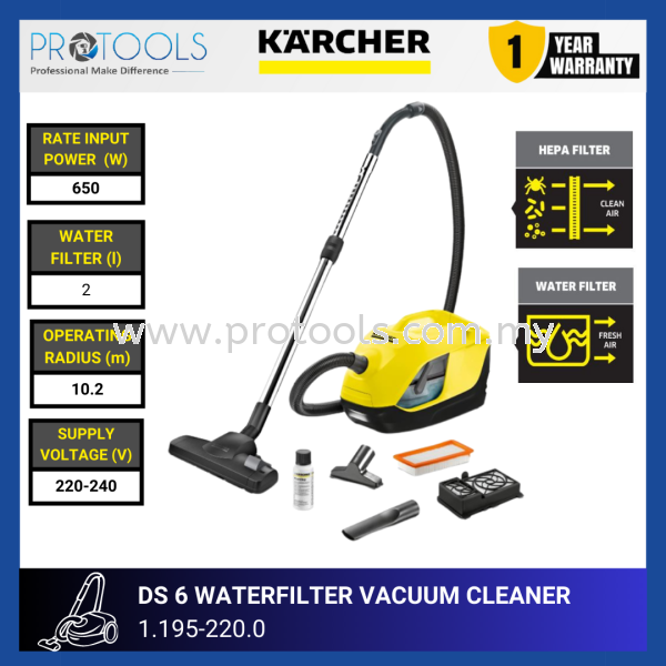KARCHER DS 6 WATER FILTER VACUUM CLEANER | 1.195 - 220.0 Vacuum Cleaners Home Cleaning HOME AND PROFESSIONAL CLEANING Johor Bahru (JB), Malaysia, Senai Supplier, Suppliers, Supply, Supplies | Protools Hardware Sdn Bhd