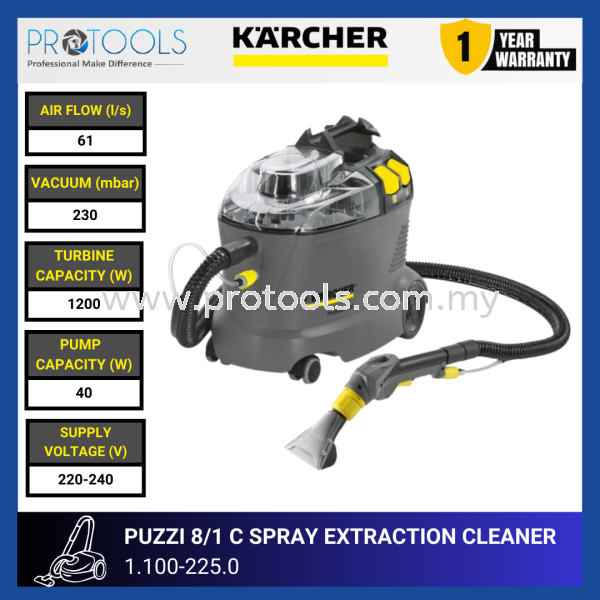 KARCHER PUZZI 8/1 C SPRAY-EXTRACTION CLEANER | 1.100-225.0 Carpet Cleaners Professional Cleaning HOME AND PROFESSIONAL CLEANING Johor Bahru (JB), Malaysia, Senai Supplier, Suppliers, Supply, Supplies | Protools Hardware Sdn Bhd