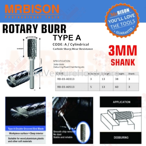 MRBISON BRAND ROTARY BURR TYPE A RB03A0313 RBRB 03A0513
