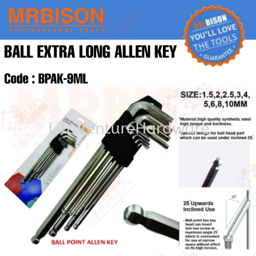 MRBISON BRAND BALL EXTRA LONG ALLEN KEY BPAK9ML