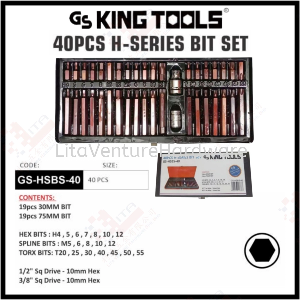 GS KING TOOLS BRAND 40PCS H-SERIES BIT SET GSHSBS40