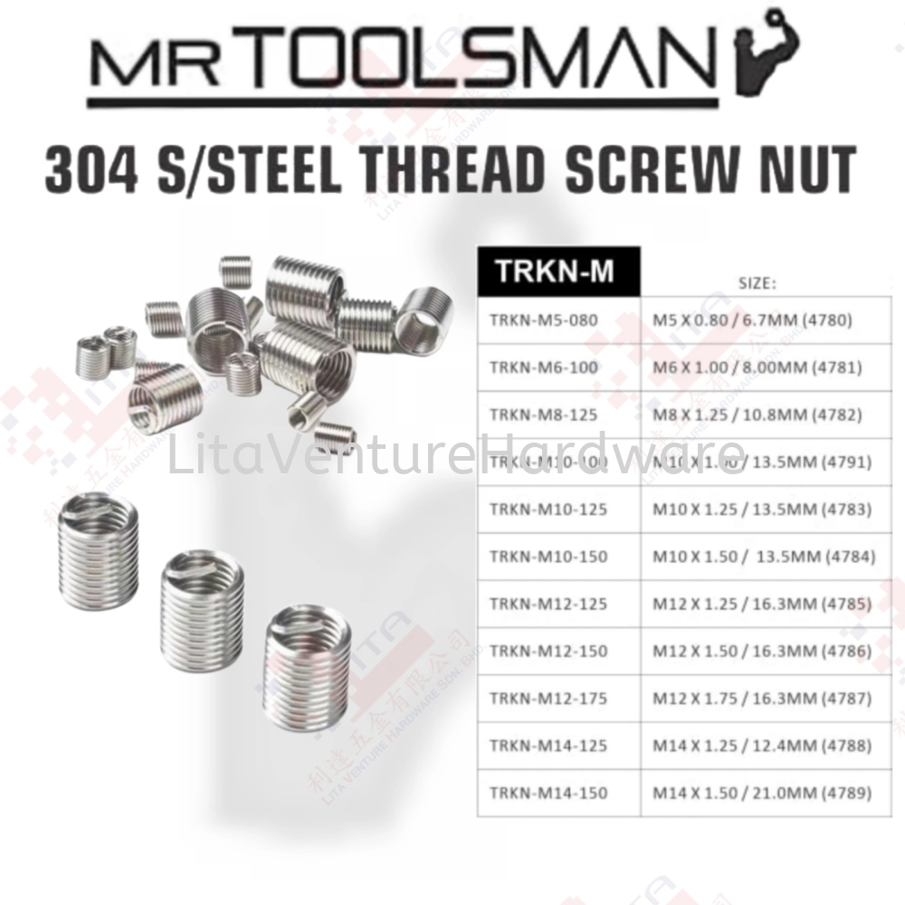 MR TOOLSMAN BRAND 304 STAINLESS STEEL THREAD SCREW NUT TRKNM