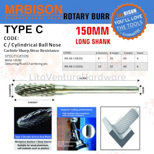 MRBISON BRAND ROTARY BURR TYPE C RB06C0820L RB06C020L