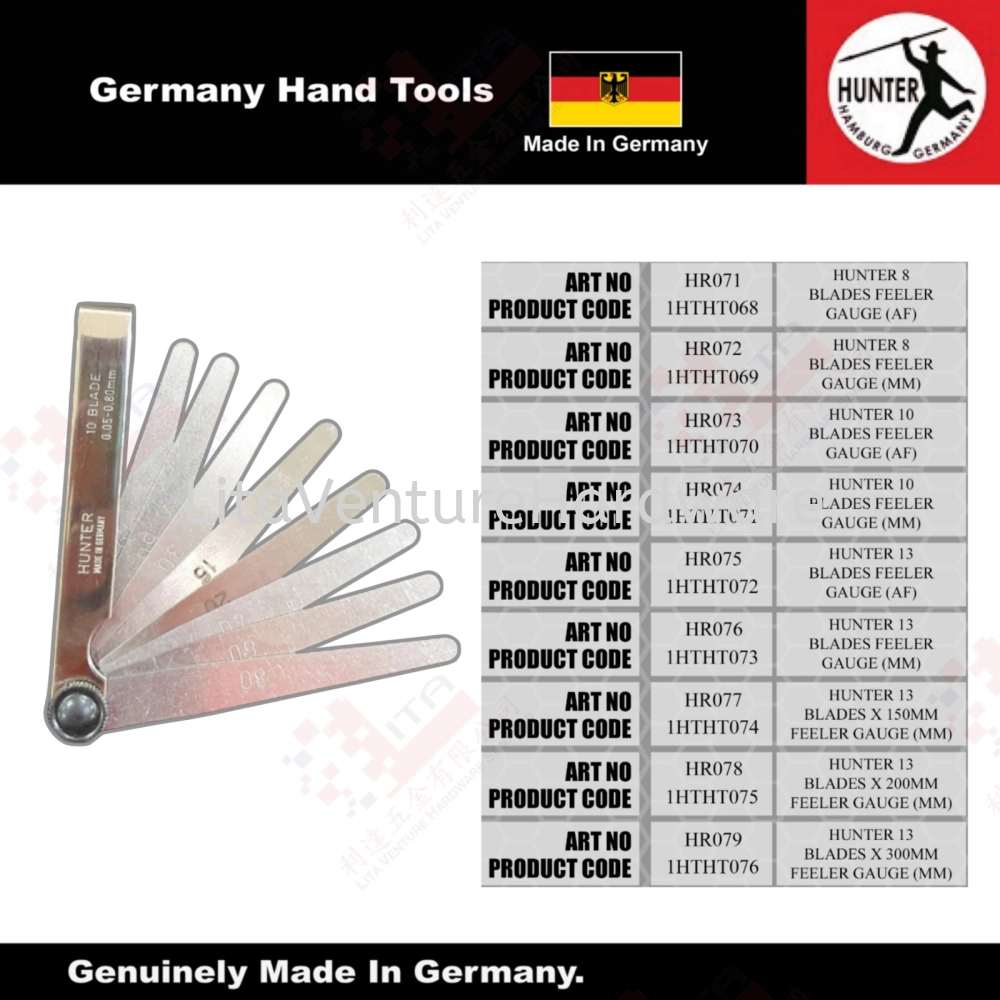 GERMANY BRAND HUNTER AND BLADE FEELER GAUGE