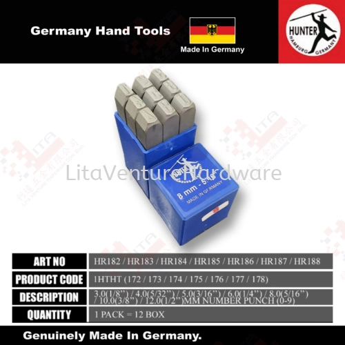 HUNTER GERMANY BRAND NUMBER PUNCH 1HTHT172 173 174 175 176 177 178