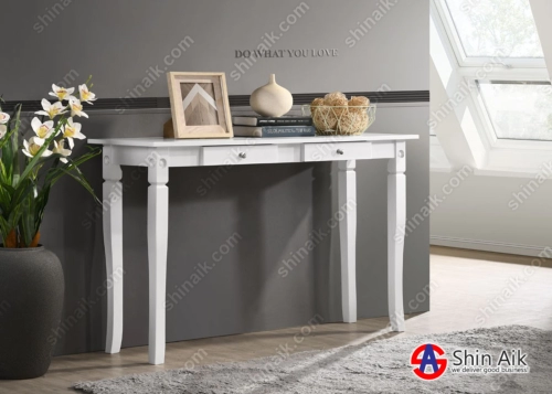CT77012(KD) (4'ft) White Classic Elegant Solid Wooden Console Table 