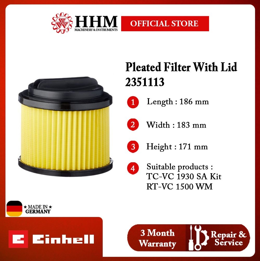EINHELL Pleated Filter With Lid (2351113) Pleated Filter With Lid Vacuum  accessories Other Tools Kuala Lumpur (
