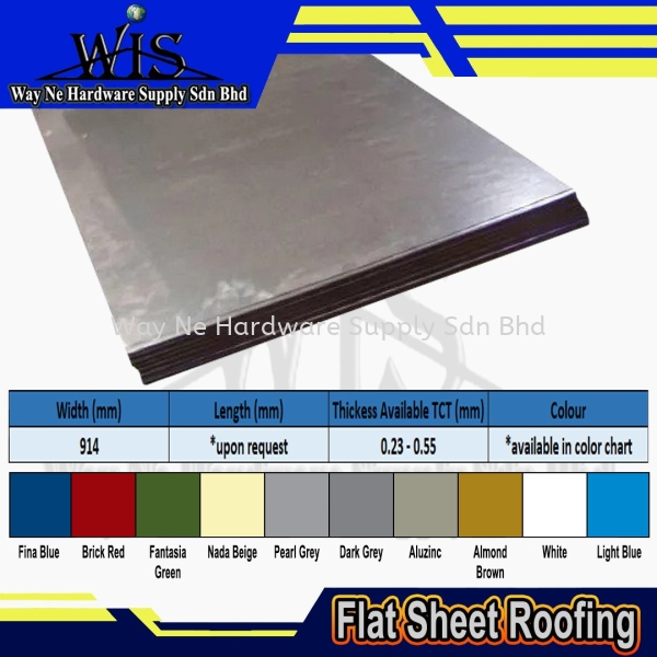 Flat Sheet Roofing Flat Sheet Roofing Metal Roofing Roofing Selangor, Malaysia, Kuala Lumpur (KL), Klang Supplier, Suppliers, Supply, Supplies | Way Ne Hardware Supply Sdn Bhd