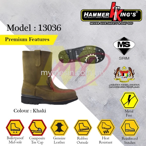 HAMMER KING'S 13036 Safety Shoes - Premium Features (Boot Cut)