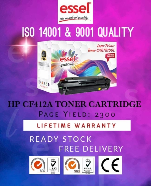 HP CF412A (412A) YELLOW HP toner cartridge (ISO Quality) Toner Cartridges Kuala Lumpur (KL), Malaysia, Selangor Supplier, Reseller, Supply, Supplies | Esseline Worldwide Distribution Sdn Bhd