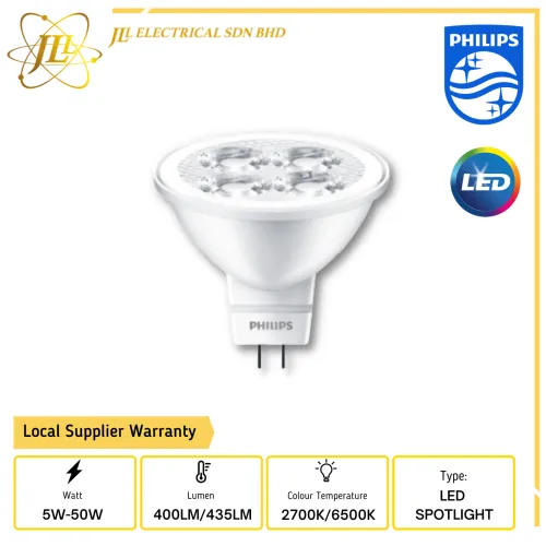 PHILIPS ESSENTIAL 5W-50W 12V 24D MR16 NON DIMMABLE LED SPOTLIGHT [2700K/6500K]