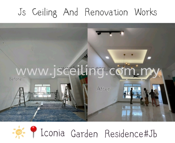 Cornice Ceiling #Iconia Garden Residence #Jb #Living Hall & Dining #Included Wiring #Led downlight #Led strip #and Installation #Free On-Site Quotation & #Free On-Site Measurement  Cornice Ceiling #ICONIA GARDEN RESIDENCE #JB Johor Bahru (JB) Design, Supply, Supplier | JS Ceiling and Renovation Works