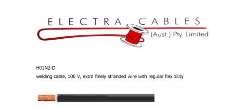 ELECTRA CABLE H01N2-D WELDING CABLE, 100 V, EXTRA FINELY STRANDED WIRE WITH REGULAR FL