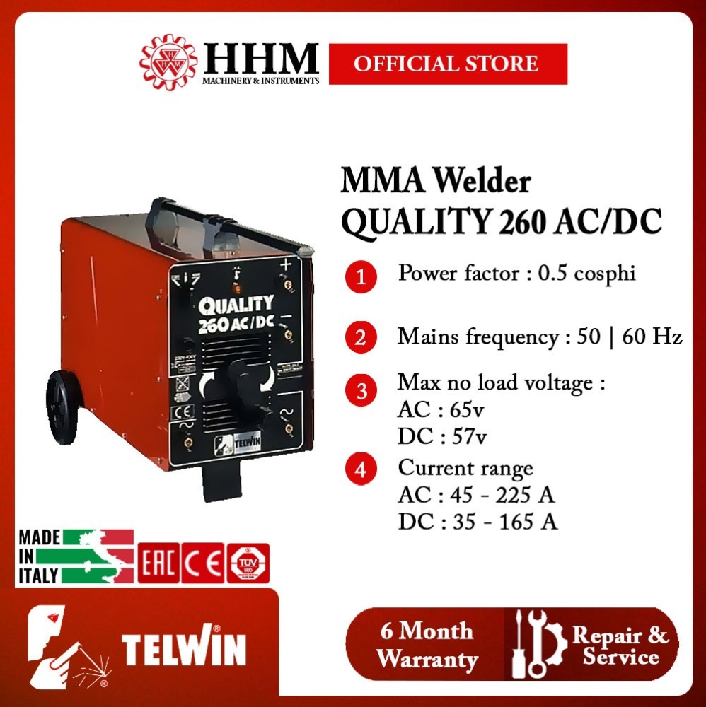 TELWIN MMA Welder QUALITY 260 AC/DC Welding Machines Kuala Lumpur (KL),  Malaysia, Selangor, Kepong Supplier, Suppliers, Supply, Supplies | HHM  Machinery & Instruments Sdn Bhd