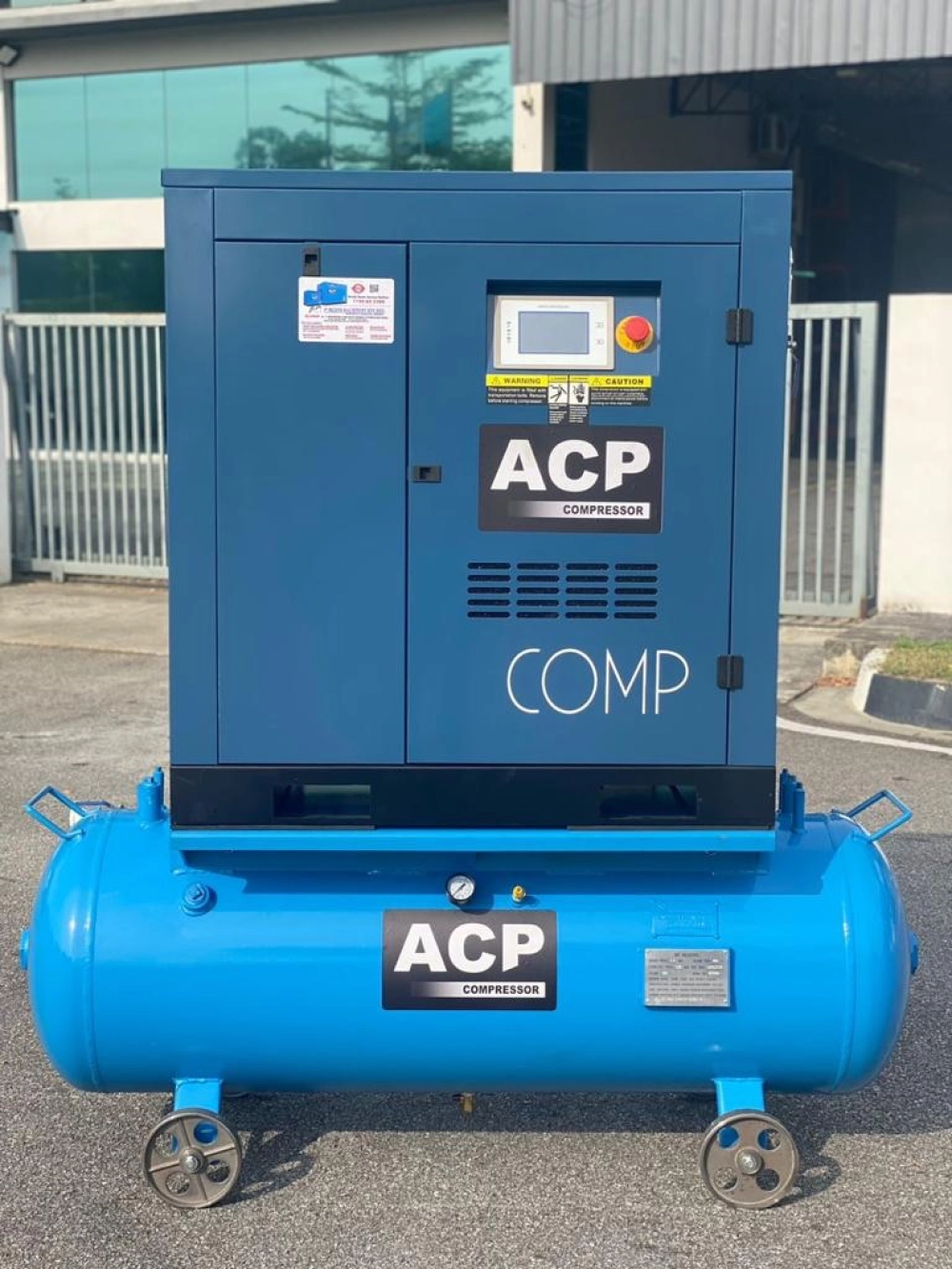 (2 IN 1) 20HP “ ACP” PERMANENT MAGNET INVERTER ROTARY SCREW AIR COMPRESSOR ON 300L HORIZONTAL AIR RECEIVER TANK MODEL : RS20E-P/300