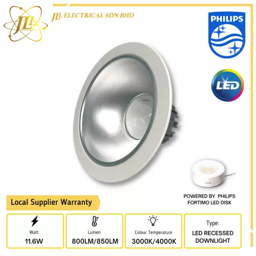 JLUX DLGV01 11.6W 800LM/850LM 6INCH WHITE LED NON-DIMMABLE RECESSED DOWNLIGHT POWERED BY PHILIPS FORTIMO LED DISK [3000K/4000K]