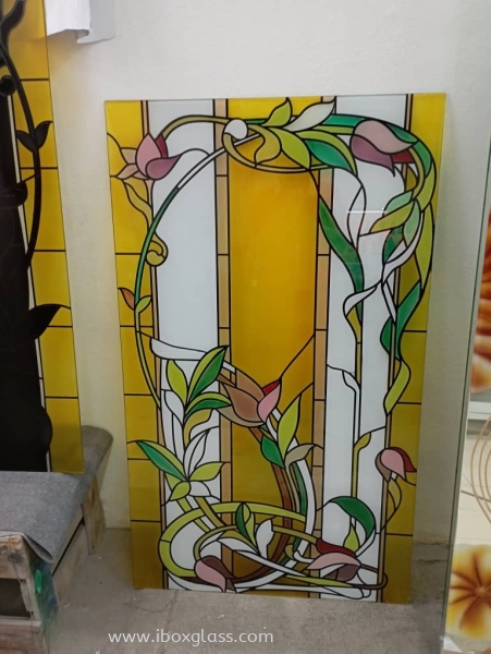 Stained Glass Design with Flower Design Stained Glass Design on Tempered Glass Stained Glass Studio Penang, Malaysia Supplier, Suppliers, Supply, Supplies | IBOX DESIGN