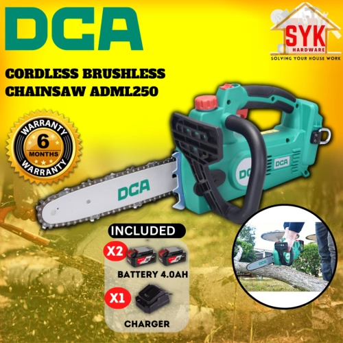 SYK DCA ADML250 Cordless Brushless Chainsaw Battery Gardening Power Tools Mesin Gergaji Potong Kayu Bateri