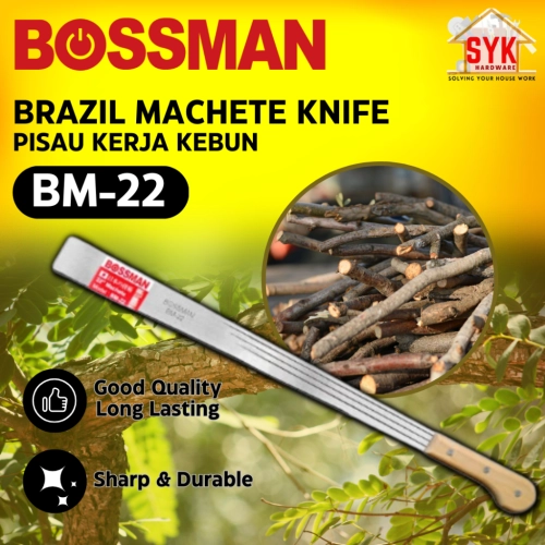 SYK Bossman BM-22 22" 1Pcs Brazil Machete Knife Wooden Handle Long Knife Gardening Tools Pisau Kebun Pemotong Dahan