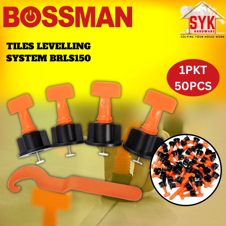 SYK Bossman BRLS150 Tiles Levelling System Wall Floors Construction Leveler Tile Spacer Meratakan Jubin 50Pcs