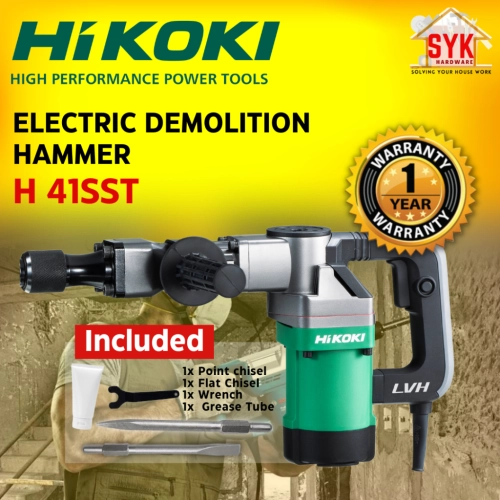 SYK HIKOKI H41SST 1010W Demolition Hammer Stone Jack Percussion Tile Breaker Hacker Chisel Mesin Penghancur Pecah Batu