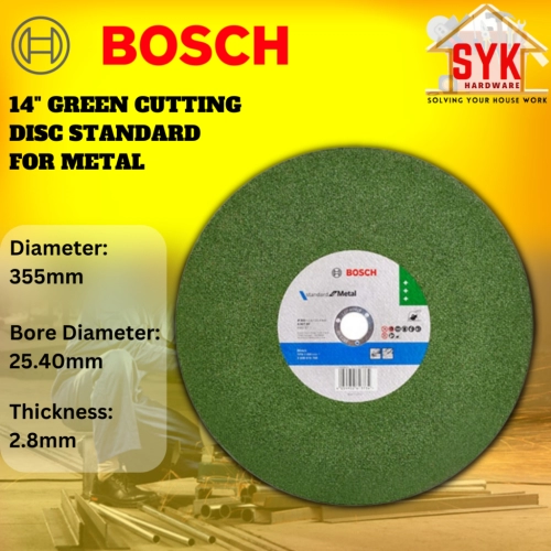 SYK Bosch 14 Inch Green Cutting Disc Standard For Metal Cut Off Machine Mata Potong Besi 2 608 619 766