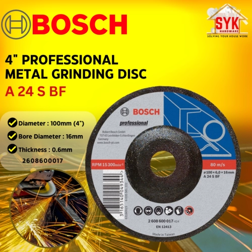 SYK Bosch A24SBF 2608600017 100mm 1Pcs Expert For Metal Grinding Disc Grinder Disc Cakera Pengisaran Besi Keluli Lembut