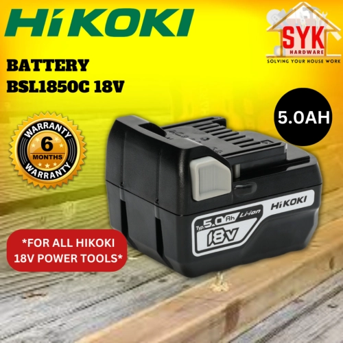 SYK Hikoki BSL1850C Battery 18V 5.0AH Cordless Drill Power Tools Lithium-Ion Rechargeable Battery Bateri Mesin