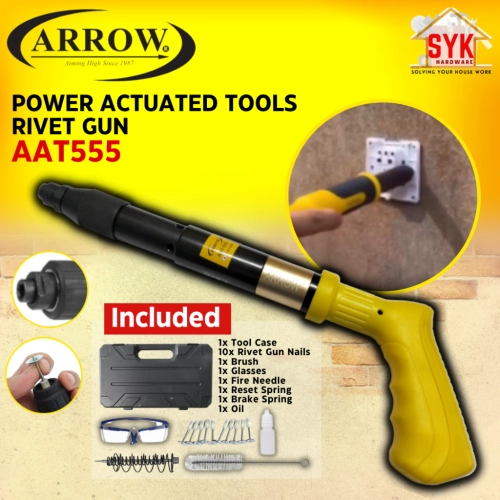 SYK ARROW AAT555 Power Actuated Tool Steel Rivet Nail Gun Cordless Concrete Tufting Puncher Nailer Paku Tembak Dinding